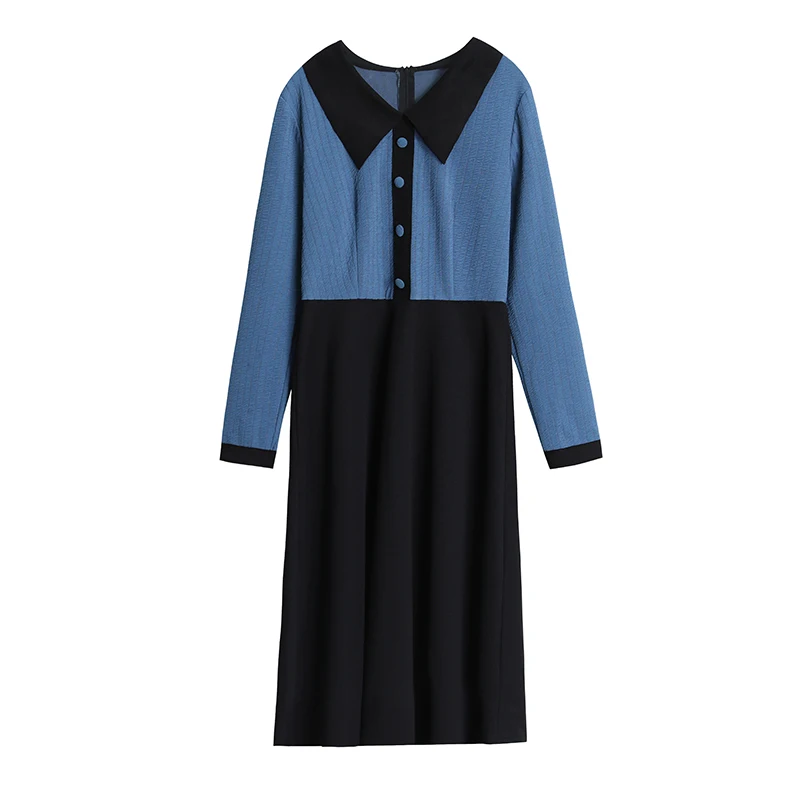 

Spring New Women Dress Long Sleeved Elegant V-neck Button Knitted Cotton Dresses for Women Casual Clothes