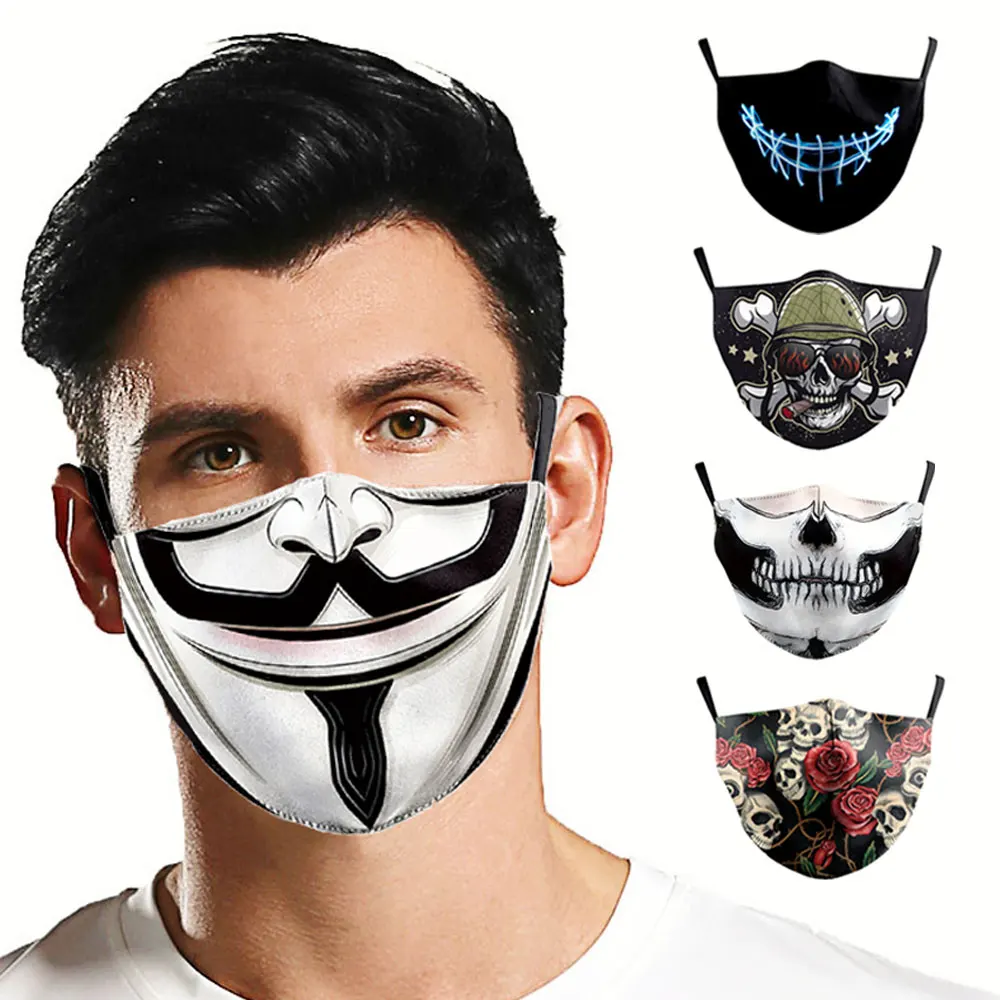 Маска для лица с забавным принтом пэтма гримаса призрака скелет многоразовая