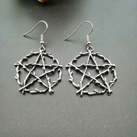 goth hanging pentagram drop earrings for women ear rings punk gothic silver color womens geometry jewelry female 2025