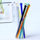 Многоразовая соломенная стеклянная соломинка Norbi с цветной круглой головкой, соломинка из боросиликатного стекла с цветной круглой головкой, Прямая поставка