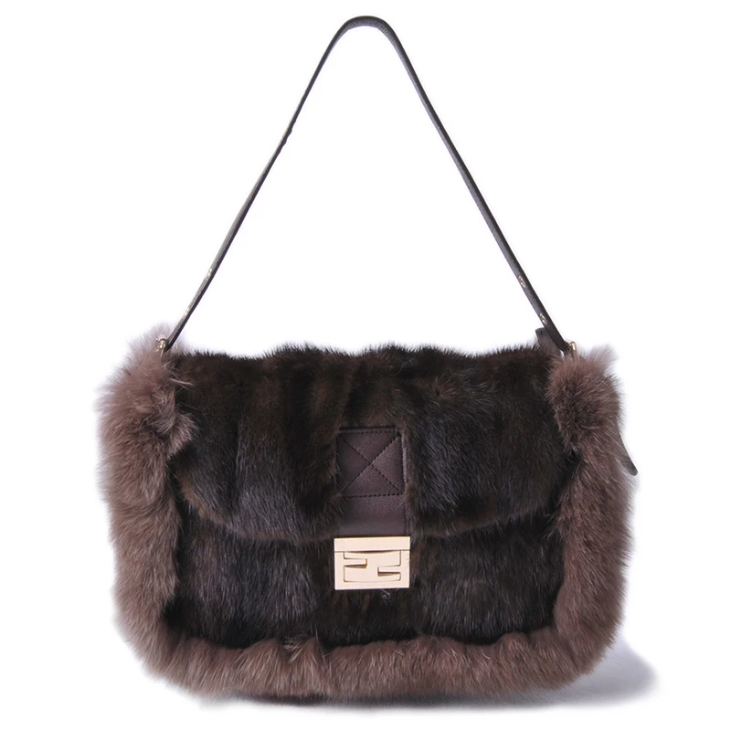 Новые женские сумки зимние из натурального меха лисы цепи сумка через плечо