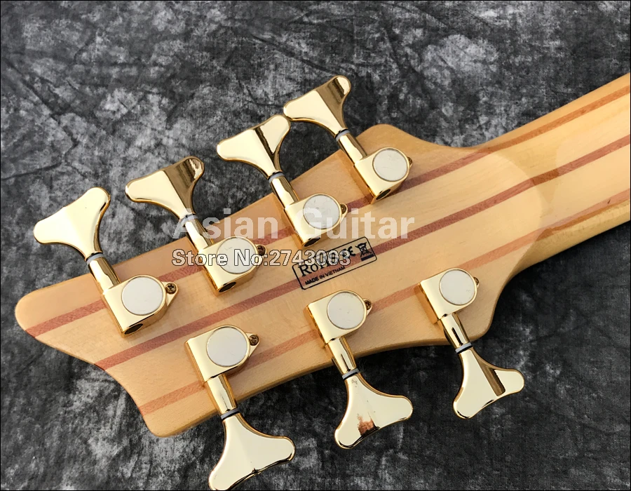 Вымершие 7 струн электрический бас, 11 шт. через шею, твердые Spalted кленовый заусенец, гриф из черного дерева, активные звукосниматели, реальные фото показывает