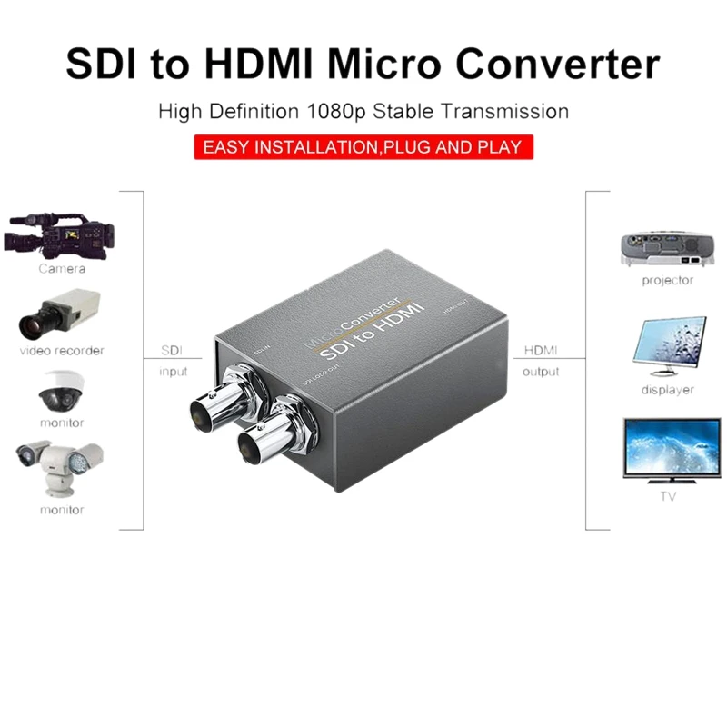SDI к HDMI с питанием мини HD SD видео микро конвертер адаптер o автоматическое
