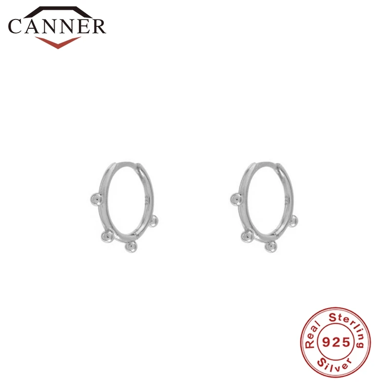 4-silver 925 пробы, серебряная Геометрическая Бусина Серьги-заклепки для женщин, круглый крест, маленькие серьги-кольца, ювелирные изделия для ушей - Окраска металла: 4-silver