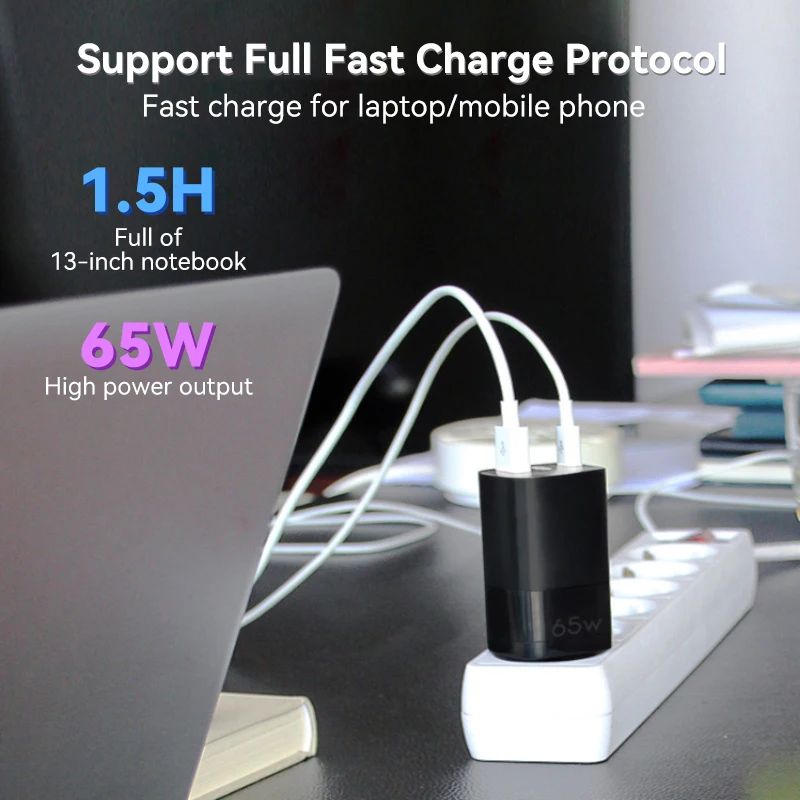 

GaN 65W USB PD Type C Fast Charger Quick Charge 3.0 QC 3.0 PD3.0 PD USB-C Type C Fast USB Charger For Max Macbook iPhone 12 Pro