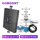 Ретранслятор сигнала GOBOOST LTE, усилитель сигнала GSM 2G 3G 4G, усилитель сотовой связи 850 1900 2100 2600, антенна на 15 м для России, ES, FR, BR, CL