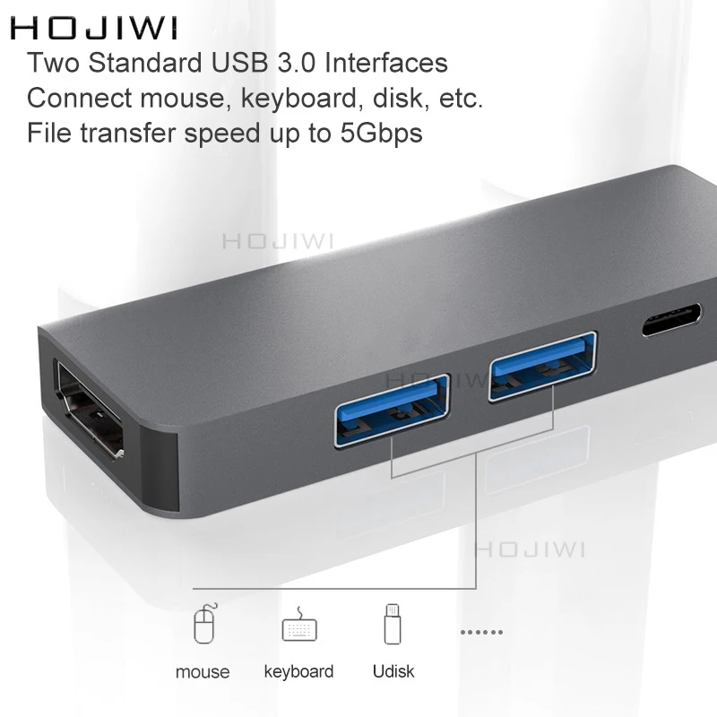 hojiwi 4 в 1usb c док станция usb type c на hdmi c pd кабел