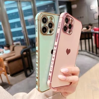 soft love heart shockproof phone case for iphone 13 11 12 pro max xs x xr 7 8 plus mini se 2020 electroplated bumper back cover