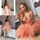 Платье для выпускного вечера с бисером, милое платье на молнии, женская одежда с оборками, асимметричное короткое платье для выпускного вечера