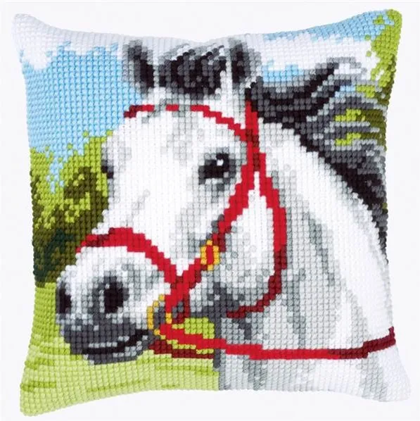 

Animal Horse Latch Hook Pillow Sets Forest Style Cushion Embroidered Crafts Latch Hook Rug Kits DIY For Needlework Punk Stripes