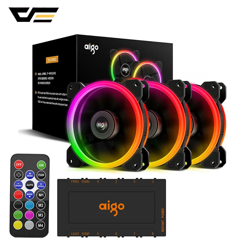 Чехол для компьютера darkFlash Aigo DR12 вентилятор охлаждающий вентилятор для ПК светильник RGB регулируемый светодиодный 120 мм тихий+ ИК пульт дистанционного управления кулер вентиляторы процессор игровой чехол
