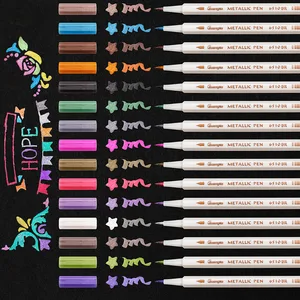 Metallic Marker Pens 15 Color Soft Brush Tip Art Markers Sheen Glitter Painting Pen Card Making DIY Photo Album Scrap Booking