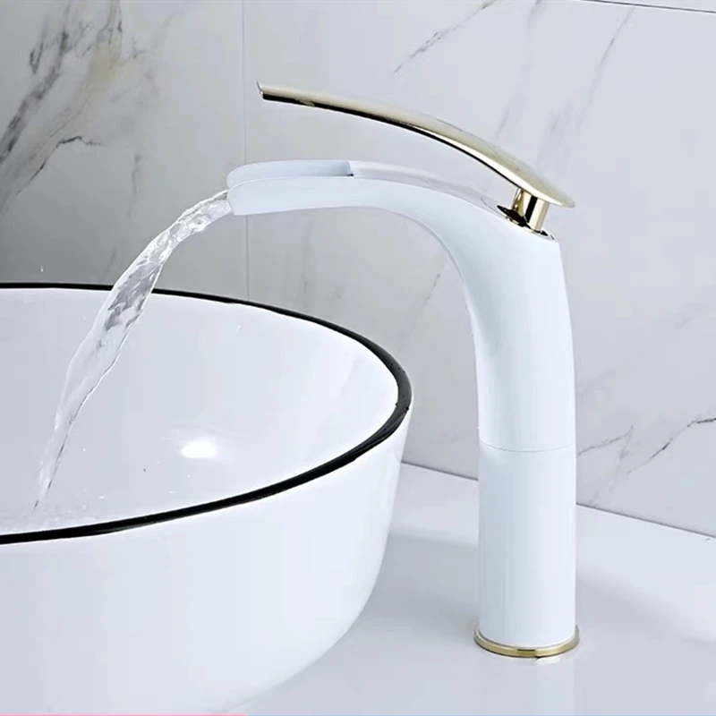 WZLY Bathroom Basin Faucets White Brass Open Type Waterfall Mixer Tap Cold Hot Water Sink torneiras do banheiro | Обустройство дома