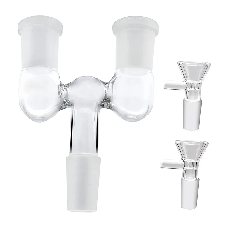 

Glass Tube Adapter,14MM Male to Double 14 MM Female Adapter with 2 Pcs 14MM Transparent Glass Funnel Adapter, Reusable