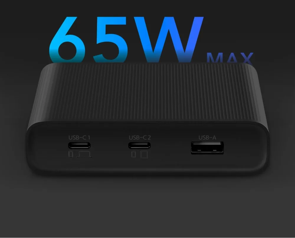 Оригинальное настольное зарядное устройство Xiaomi ZMI 65 Вт 3 порта PD3.0 USB 2C1A для Android iOS переключатель PD 3,0 QC умный выход Макс Solo c1-65w