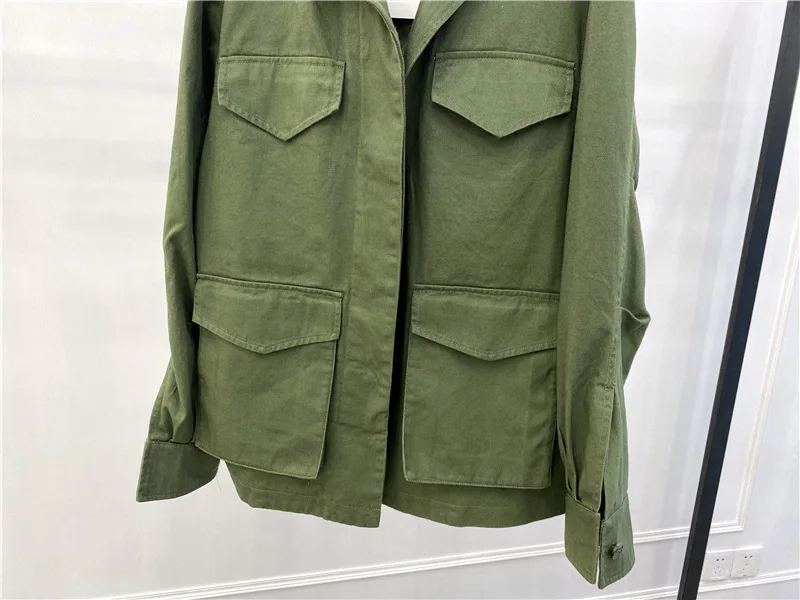 Женское Свободное пальто с карманами зеленое пальто-карго несколькими верхняя