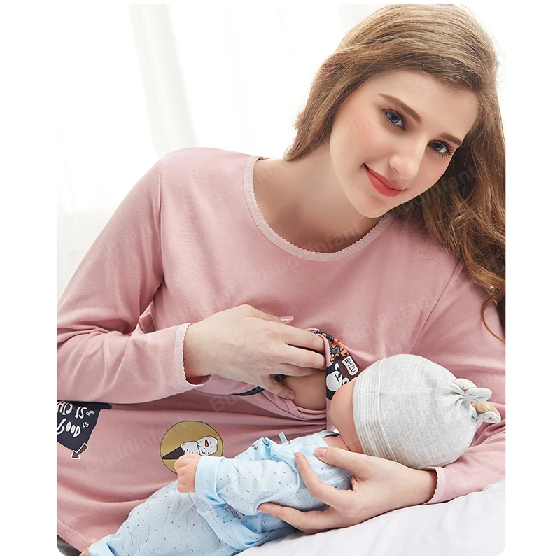 Пижама для беременных хлопковая ночная рубашка беременных|Сон и отдых| |