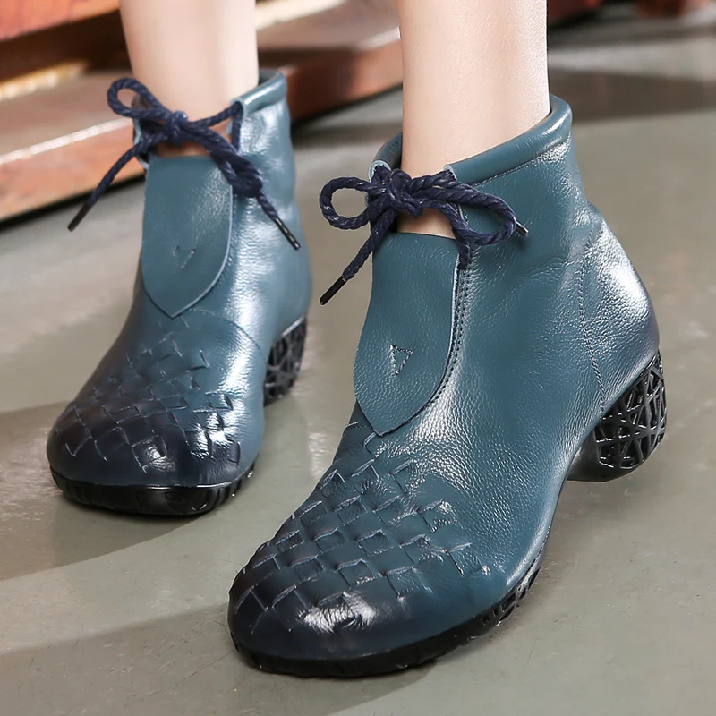 

CEYANEAONew genuine leather sexy high heel elegant rivrt shose cancel pumps winter soft and comfortable wedges women boots shoes