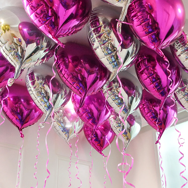 

100pcs/lot 18inch star heart foil Aluminum foil balloons helium heart balloon for birthday wedding Valentine's day party
