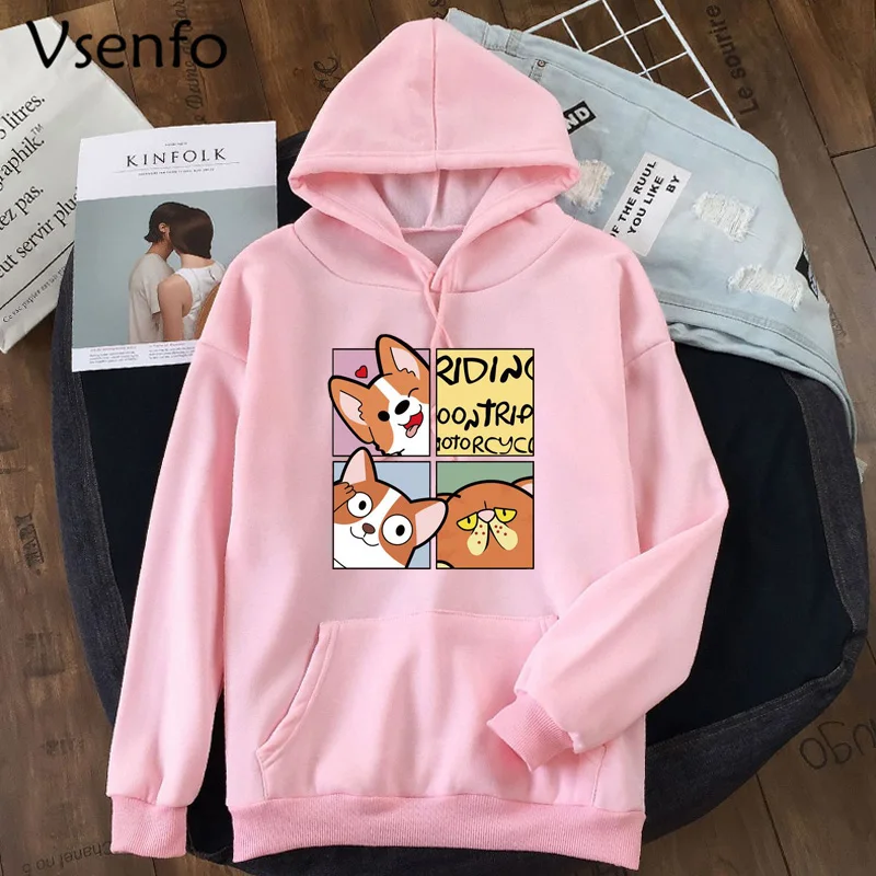 

Женская толстовка с капюшоном в Корейском стиле shaba Inu, забавная розовая толстовка с капюшоном в стиле Харадзюку, размеры 90s