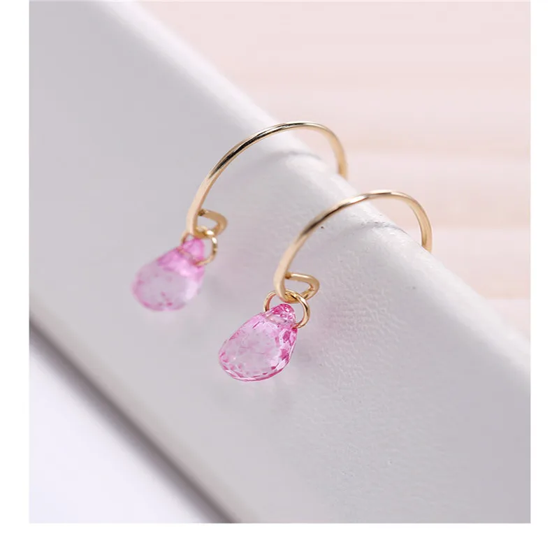 Серьги DAIMI с цветным топазом женские простые серьги из желтого золота 14 к