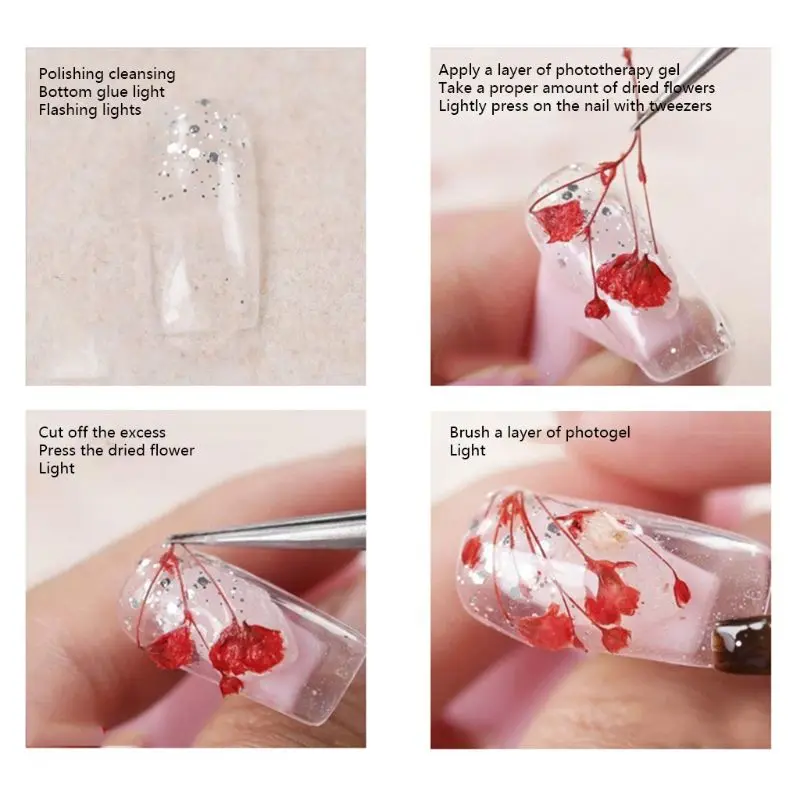 

12Grid/Box Crystal Epoxy Filler Dry Flower Mixed Nail Stickers Decorations Craft G6KE