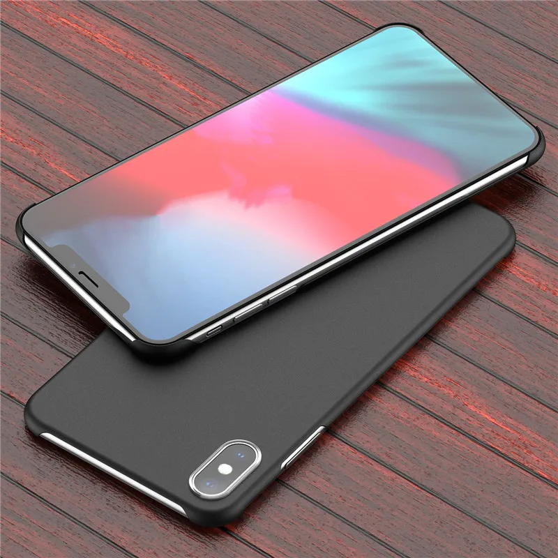Черный USLION ультратонкий однотонный безрамочный чехол для iPhone 11 Pro Max XR XS Max чехол для iPhone 8 7 6 6s Plus жесткая задняя панель из поликарбоната - Цвет: Черный