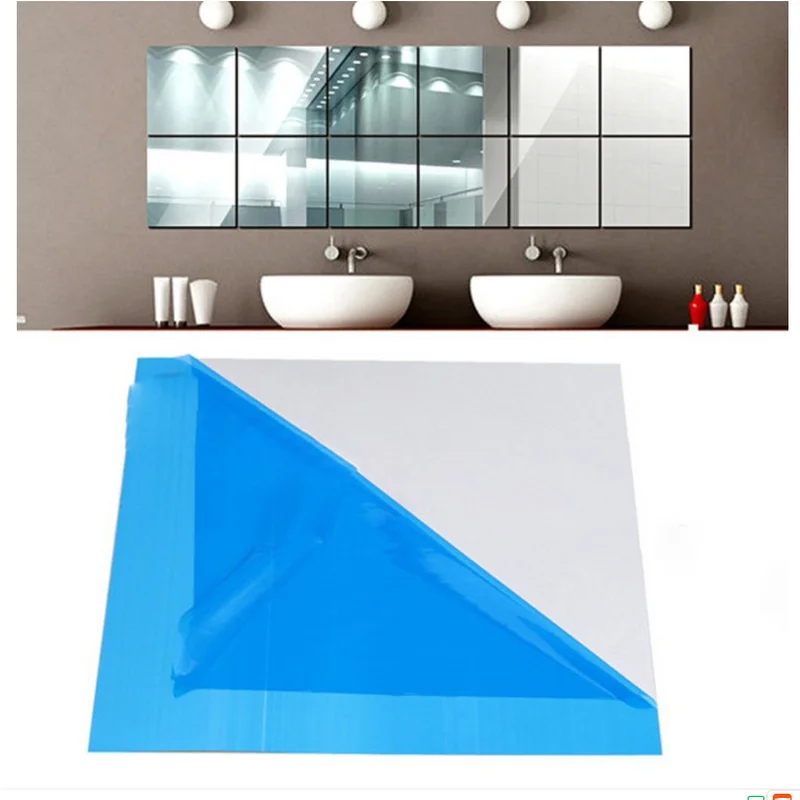 Самоклеящаяся зеркальная пленка настенные стикеры 15 см х 0 1 мм квадратная