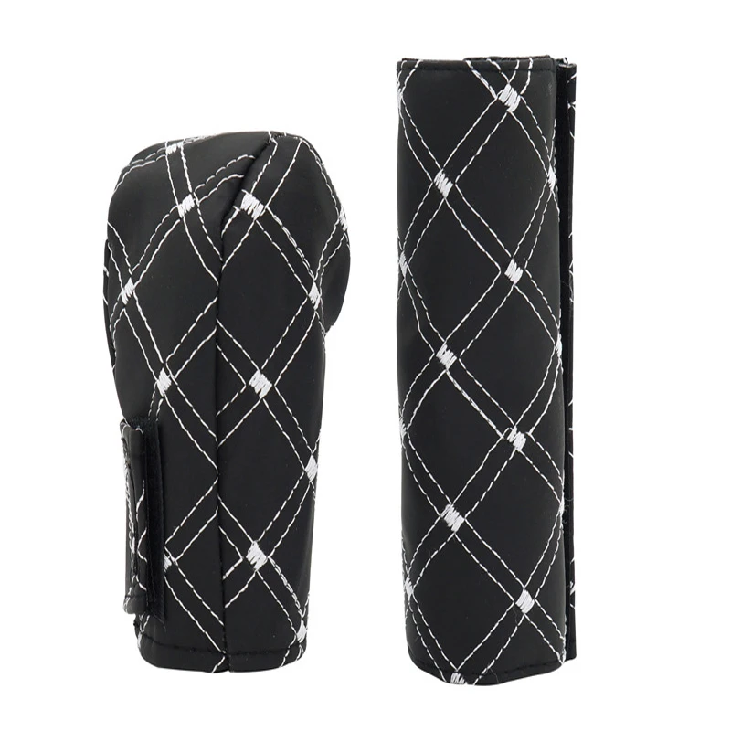

Car PU Leather Handbrake Protective Cover Shift Knob Protective Cover Car Decoration Handbrake Shift Handle 2 Piece Set