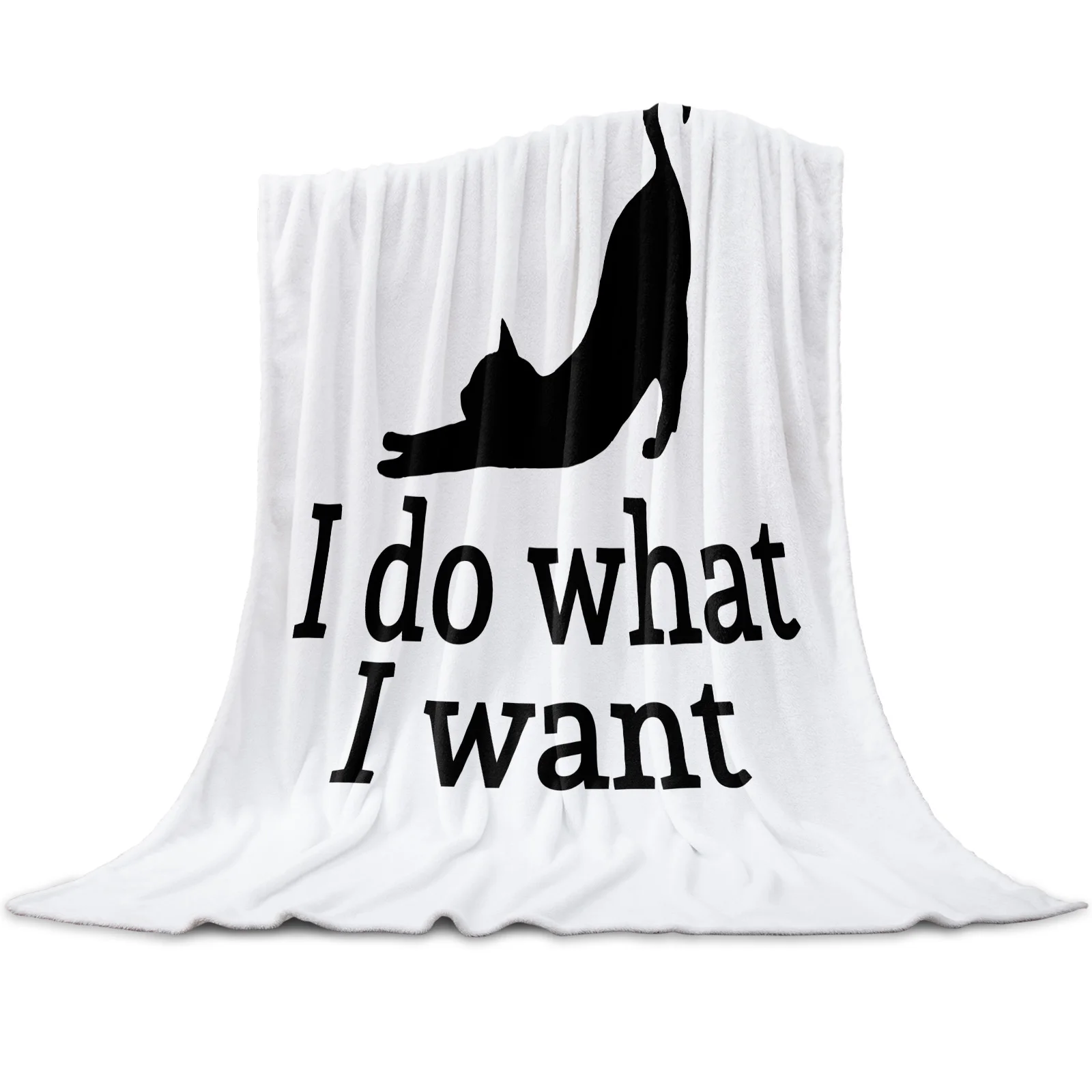 

Fun Text Cat I Do What I Want Throw Blanket Soft Picnic Blanket Home Decor Microfiber Flannel Blankets for Beds