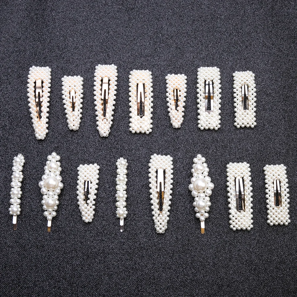 Набор модных заколок для волос с белым жемчугом женщин Геометрическая заколка