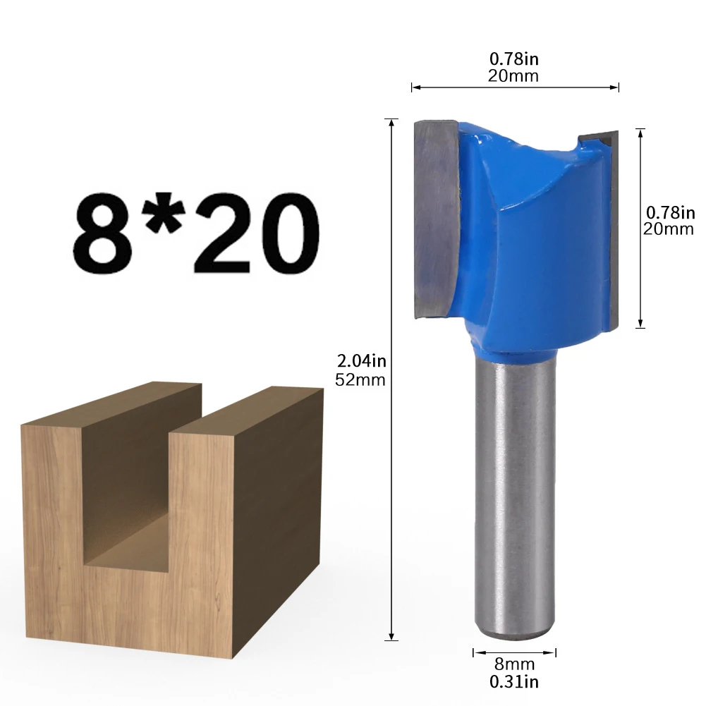

7PCS 8mm Shank Straight Woodworking Router Bit Set Carpenter Milling Cutter 6/8/10/12/14/18/20mm Cutting Diameter Router Bit