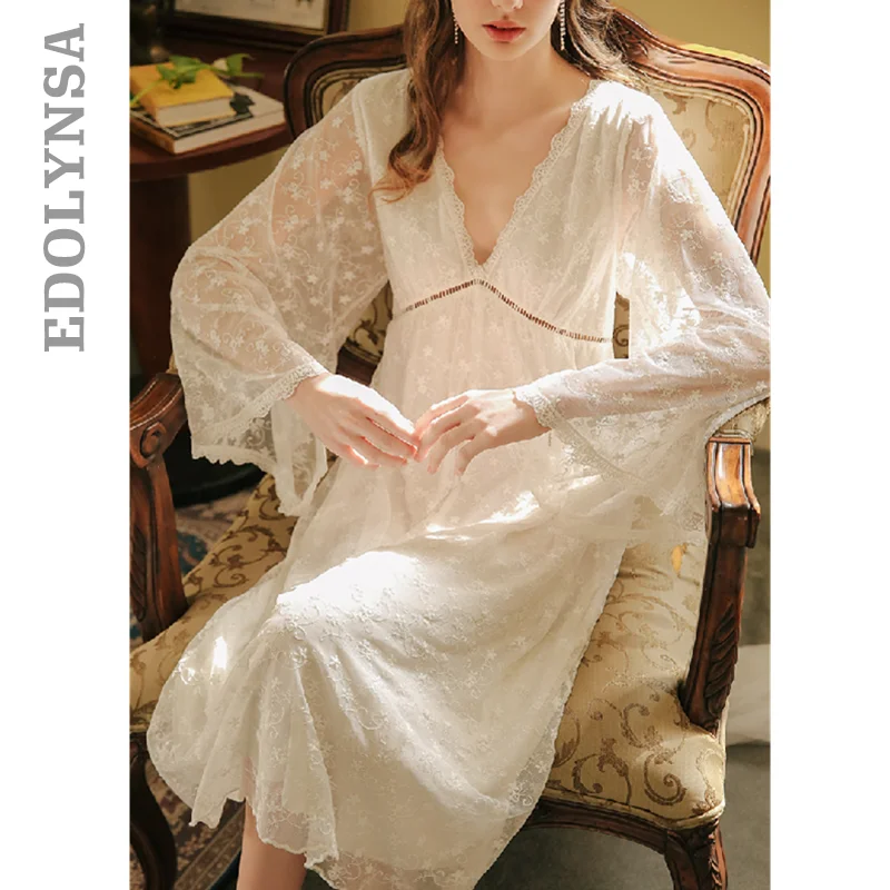 2021 летняя одежда для сна в винтажном стиле белая хлопковая ночная рубашка