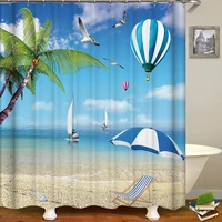 ocean beach shower curtain waterproof bath curtains for bathroom bathtub bathing cover large wide 12pcs hooks rido douch