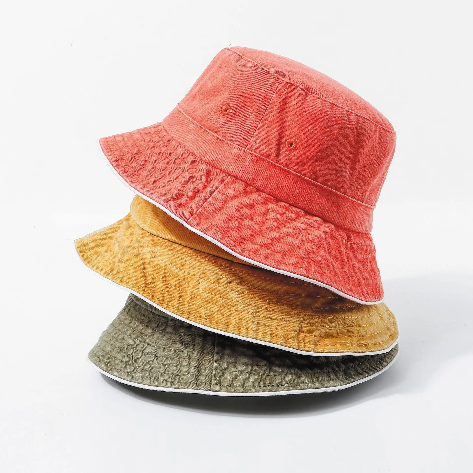 

Summer Fashion Retro Bucket Hat For Women Men Cotton Foldable Fisherman Cap Denim Washed Outdoor Sunscreen Hat Beach Cap ZZ-380