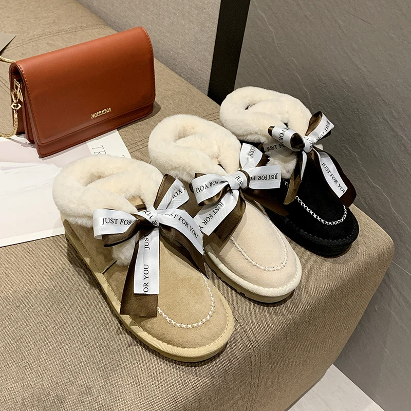 

Snow Boots,Women's Winter Shoes,Plus Velvet,Thick Bow Cotton Shoes,Walking Shoes,Size 35-40