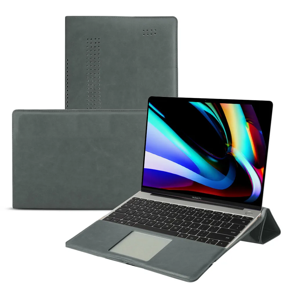 Dark Green Чехол для ноутбука из искусственной кожи для MacBook Pro, 16 дюймов, защита для угла, ударопрочный чехол для планшета, чехол для MacBook Pro, чехол для ноутбука+ кронштейн - Цвет: Dark Green