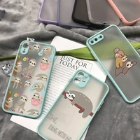 sloth cute animals phone case for iphone 8 7 plus x xr xs 12 11 pro max sky blue matte translucent cover