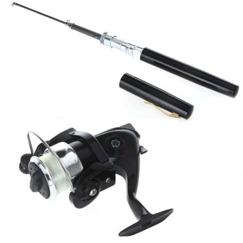Портативный 5 1: 1 карманная Ручка Форма алюминиевый сплав удочка полюс + катушка