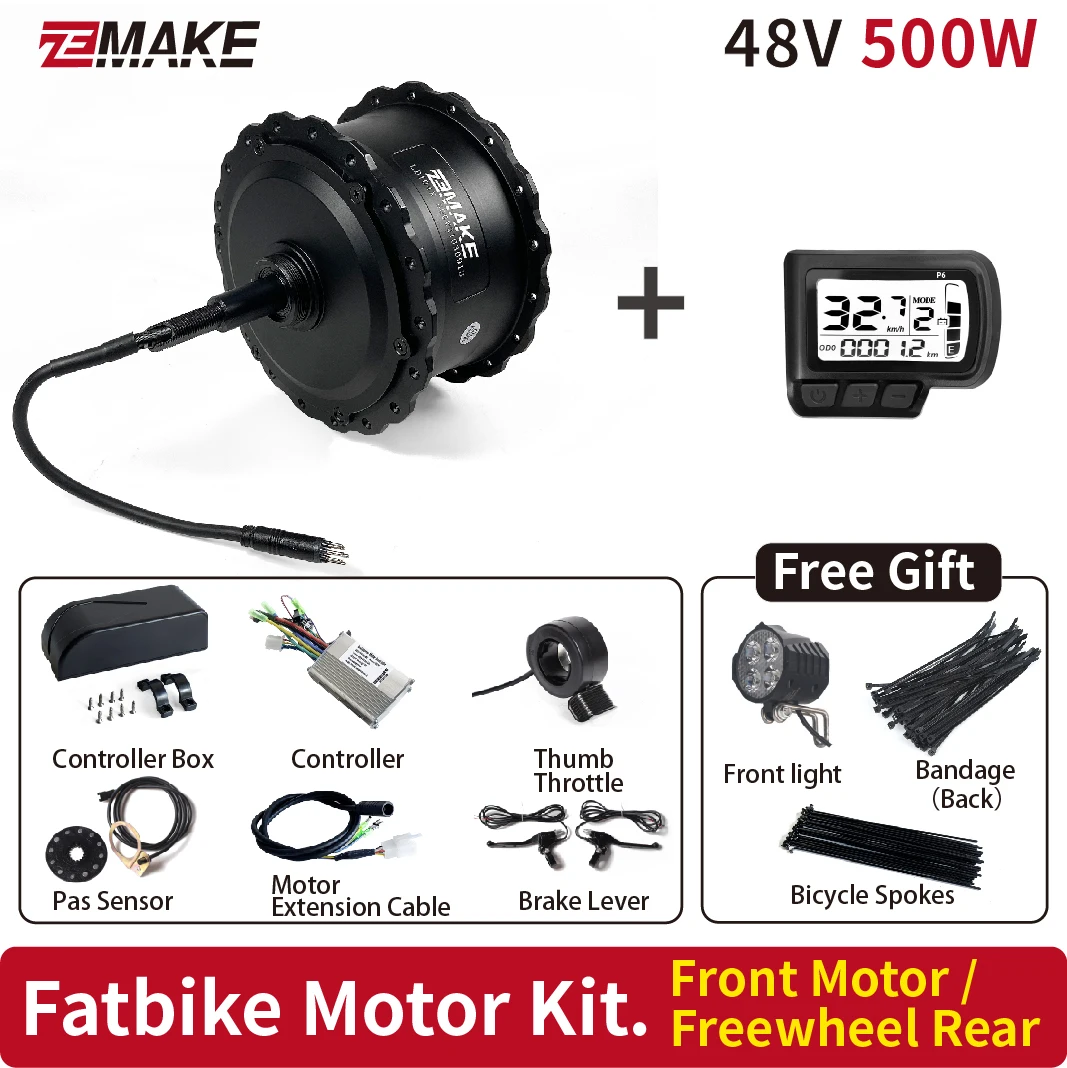 Electric Bike Fat-bike snow-ebike Conversion Kit 20-29 Inch 700C eBIKE Conversion Kit 48V 500W Front Rear Bicycle zemake Motor