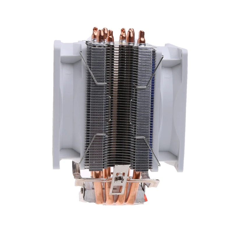 

12V Dual CPU Cooler Blue LED 3Pin Fan Aluminum Heatsink for intel LGA775 AM3 W8ED