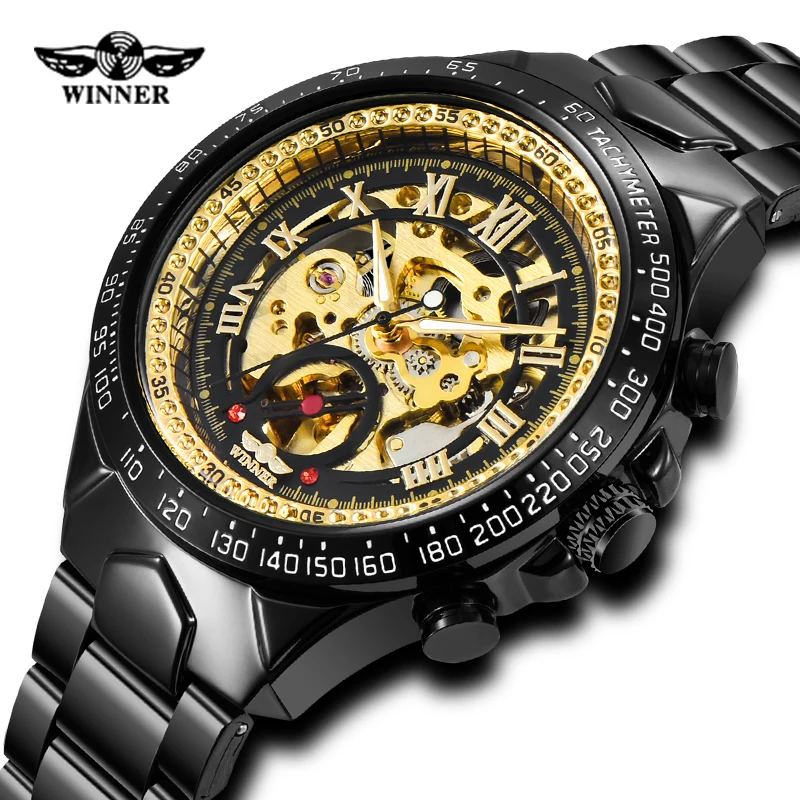 Модные брендовые Мужские автоматические механические часы Winner мужские наручные