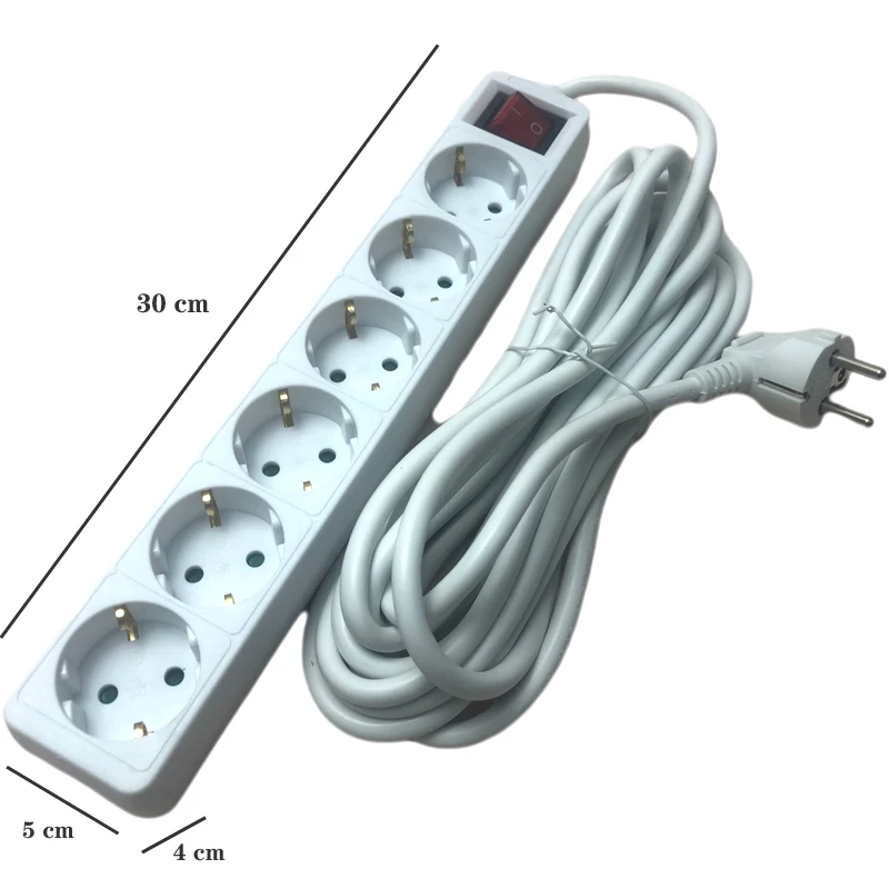 2 штырьковых разъема EU RUS 6 выходов переменного тока Европейская розетка 5 м