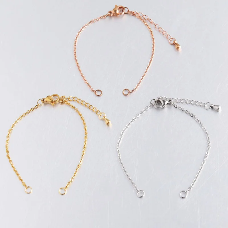 5 шт./лот женские браслеты из нержавеющей стали 14 + 4 см полуфабрикаты стальные с