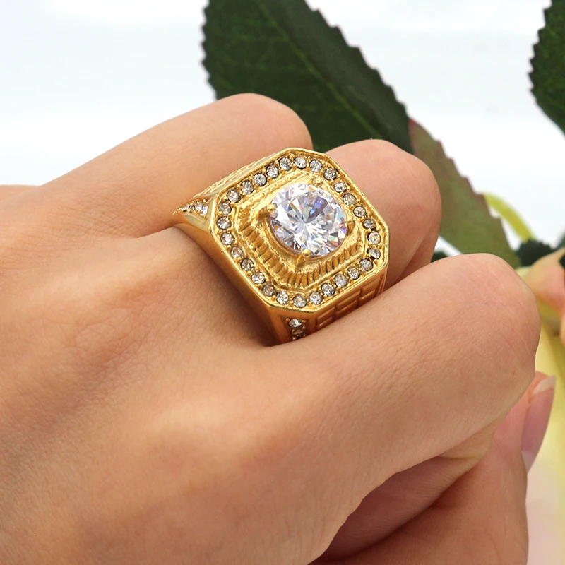 Мужское обручальное кольцо KLDY Золотое кольца для мужчин из нержавеющей стали