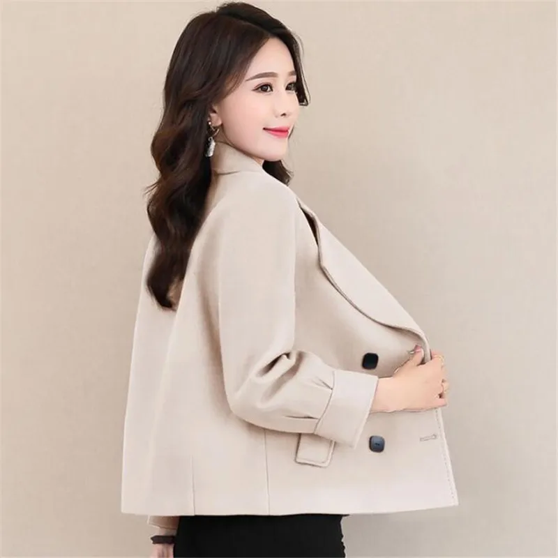 Женская короткая куртка шерстяное пальто свободного покроя размеры 2021 M--3XL |