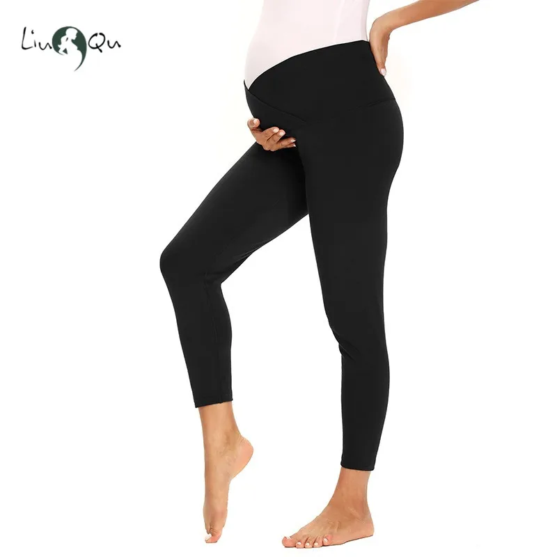 

High Waist Tummy Control Casual Pants Maternity Pants Leggings Over the Belly Maternity Workout Leggings With Pockets for Women
