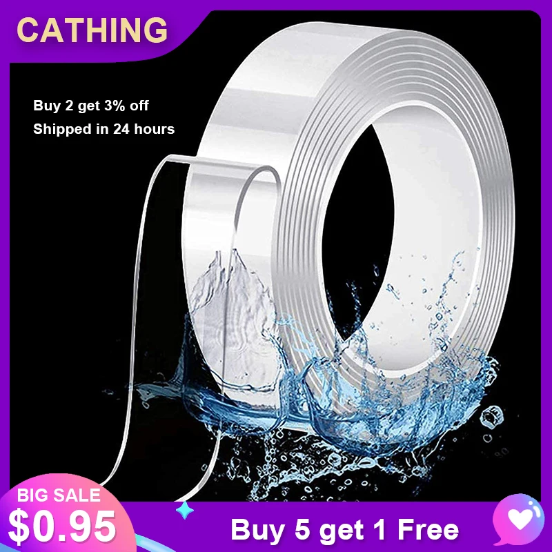 

1/2/3/5M Nano Tape Double Sided Tape Transparent NoTrace Reusable Waterproof Strong Tape Adhesive Wall Stcikers For Extension