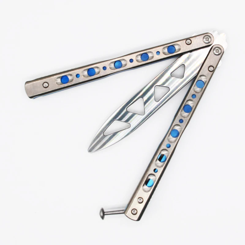 Butterfly Trainer Knife BM51 V3 D2 Blade Titanium Handle Jilt Not Sharp Hunting Folding Pocket gift knives | Инструменты