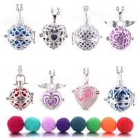 new popular wing heart shaped 16mm spherical necklace vintage perfume aromatherapy essential oil diffuser necklace jewelry
